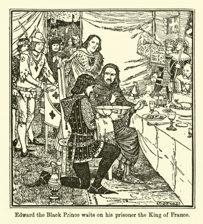 Edoardo il Principe Nero attende il suo prigioniero, il Re di Francia da Henry Justice Ford